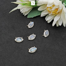Load image into Gallery viewer, 5Pc Gemstone Prong Setting Silver Plated Charm Marquise 13x8mm Gemstone Connector
