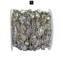 Load image into Gallery viewer, Green Amethyst Mix Faceted 10-15mm Oxidized  Wholesale Bezel Continuous Connector Chain
