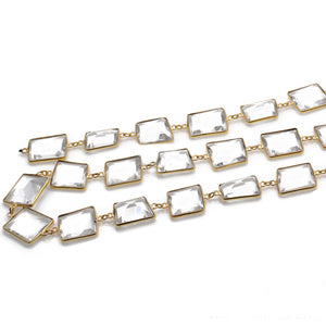 Crystal Freeform 10-15mm Gold Plated  Wholesale Bezel Continuous Connector Chain