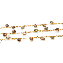 Load image into Gallery viewer, Smoky Topaz 8x5mm Cluster Rosary Chain Faceted Gold Plated Dangle Rosary 5FT
