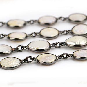 Pearl Round 10mm Oxidized Wholesale Connector Rosary Chain