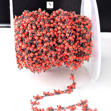 Load image into Gallery viewer, Red Coral 2-2.5mm Cluster Rosary Chain Faceted Oxidized Dangle Rosary 5FT
