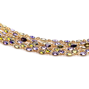 Tanzanite Oval 6x4mm Gold Plated Wholesale Bezel Continuous Connector Chain