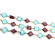 Load image into Gallery viewer, Blue Topaz Mix Faceted 10-15mm Gold Plated  Wholesale Bezel Continuous Connector Chain
