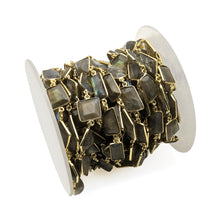 Load image into Gallery viewer, Labradorite Faceted Gold Bezel 10-15mm Continuous Connector Chain
