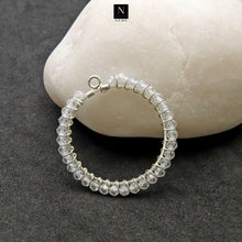 Load image into Gallery viewer, 5PC Silver Plated Round Hoop Beaded / Gemstone Connector / 34mm Wire Wrapped Faceted / Gemstones Pendant
