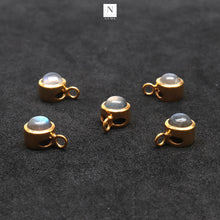 Load image into Gallery viewer, 5PC Round Gold Plated Single Bail Cabochon 12x8mm Gemstone Connector
