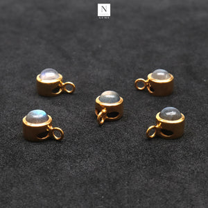 5PC Round Gold Plated Single Bail Cabochon 12x8mm Gemstone Connector