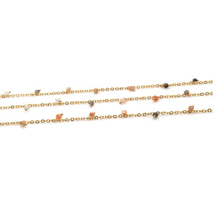 Multi Stone 3-4mm Cluster Rosary Chain Faceted Gold Plated Dangle Rosary 5FT