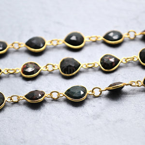 Blood Stone Heart 8mm Gold Plated  Wholesale Bezel Continuous Connector Chain