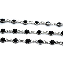 Load image into Gallery viewer, Black Zircon Round 4mm Silver Plated  Wholesale Bezel Continuous Connector Chain
