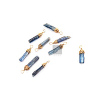 Load image into Gallery viewer, 5Pc Lot Kyanite Gold Plated Wire Wrapped Necklace 23X4mm Single Bail Connector
