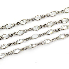 Load image into Gallery viewer, White Zircon Oval 5x4mm Oxidized Wholesale Connector Rosary Chain
