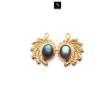 Load image into Gallery viewer, 5 Pair Angel Wings &amp; Oval Gemstone Earring 22x16mm Gold Spiral Wings Gemstone Earrings
