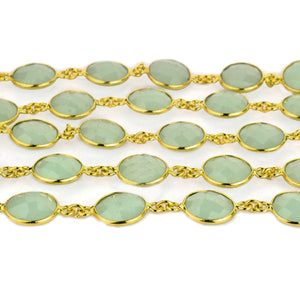 Aqua Chalcedony Round 12mm Gold Plated Wholesale Connector Rosary Chain