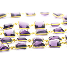 Load image into Gallery viewer, Amethyst Free Form 10-15mm Gold Plated Wholesale Connector Rosary Chain
