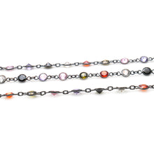 Load image into Gallery viewer, Multi Stone Round 5mm Oxidized  Wholesale Bezel Continuous Connector Chain
