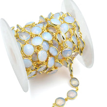 Load image into Gallery viewer, Opalite Round 12mm Gold Plated Wholesale Connector Rosary Chain
