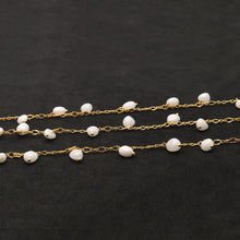Load image into Gallery viewer, White Agate 8x5mm Cluster Rosary Chain Faceted Gold Plated Dangle Rosary 5FT
