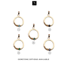 Load image into Gallery viewer, 5 Pc Flat Gold Plated 30x25mm Round Hoop Gemstone Pendant
