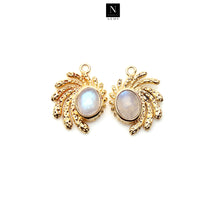 Load image into Gallery viewer, 5 Pair Angel Wings &amp; Oval Gemstone Earring 22x16mm Gold Spiral Wings Gemstone Earrings
