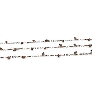 Smoky Topaz 3-4mm Cluster Rosary Chain Faceted Oxidized Dangle Rosary 5FT