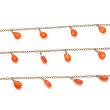 Load image into Gallery viewer, Carnelian 10x7mm Cluster Rosary Chain Faceted Gold Plated Dangle Rosary 5FT
