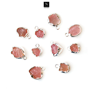 5PC Lot Free Form Silver Electroplated Gemstone, 19x13mm Rough Gemstone Pendant