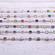 Load image into Gallery viewer, Multi Stone Round 5mm Silver Plated  Wholesale Bezel Continuous Connector Chain
