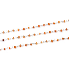 Load image into Gallery viewer, 5ft Carnelian 2-2.5mm Silver Wire Wrapped Beads Rosary | Gemstone Rosary Chain | Wholesale Chain Faceted Crystal
