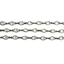 Load image into Gallery viewer, White Zircon Oval 6x4mm Oxidized Wholesale Bezel Continuous Connector Chain
