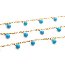 Load image into Gallery viewer, Turquoise 8x6mm Cluster Rosary Chain Faceted Gold Plated Dangle Rosary 5FT
