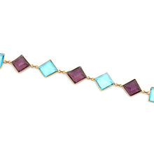 Load image into Gallery viewer, Blue Topaz Mix Faceted 10-15mm Gold Plated  Wholesale Bezel Continuous Connector Chain
