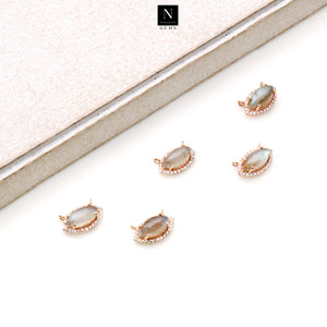 5Pc Gemstone Prong Setting Charm Rose Gold Marquise 13x8mm Gemstone Connector