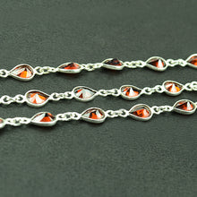 Load image into Gallery viewer, Garnet Pears 6x4mm Silver Plated Wholesale Bezel Continuous Connector Chain
