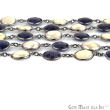 Load image into Gallery viewer, Sapphire Round 12mm Oxidized Wholesale Connector Rosary Chain
