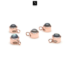Load image into Gallery viewer, 5PC Round Rose Gold Plated Single Bail Cabochon 12x8mm Gemstone Connector
