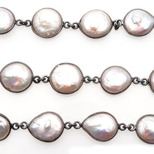 Load image into Gallery viewer, Pearl Round 12mm Oxidized Wholesale Bezel Continuous Connector Chain
