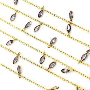 Tanzanite Zircon Cluster Rosary Chain 5x4mm Faceted Gold Plated Dangle Rosary 5FT