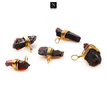 Load image into Gallery viewer, 5Pc Lot Rough Gold Plated Gemstone Pendant 20x14mm Free Form Wire Wrapped
