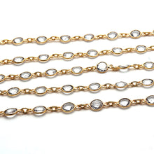 Load image into Gallery viewer, Crystal Round 5mm Gold Plated  Wholesale Bezel Continuous Connector Chain
