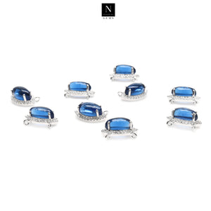 5Pc Gemstone Prong Setting Silver Plated Charm Marquise 13x8mm Gemstone Connector