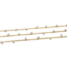 Load image into Gallery viewer, Prehnite 3-4mm Cluster Rosary Chain Faceted Gold Plated Dangle Rosary 5FT
