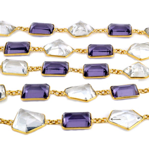 Amethyst Free Form 15mm Gold Plated Wholesale Connector Rosary Chain