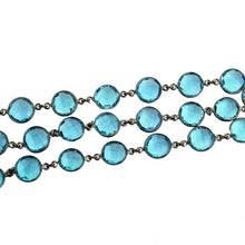 Load image into Gallery viewer, Blue Topaz Round 12mm Oxidized Wholesale Connector Rosary Chain
