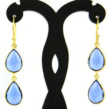 Load image into Gallery viewer, 5 Pairs Tanzanite Pears Dangle Earring, Faceted Gold Plated Bezel Gemstone Earrings, Hook Earrings
