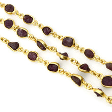 Load image into Gallery viewer, Rough Ruby Rough 10mm Gold Plated  Wholesale Bezel Continuous Connector Chain
