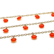 Load image into Gallery viewer, Carnelian 10x8mm Cluster Rosary Chain Faceted Gold Plated Dangle Rosary 5FT
