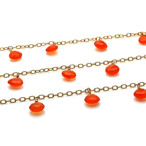 Carnelian 10x8mm Cluster Rosary Chain Faceted Gold Plated Dangle Rosary 5FT