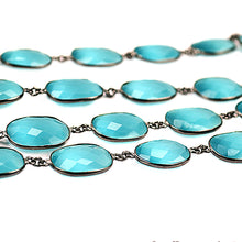 Load image into Gallery viewer, Blue Monalisa Mix Faceted Shape 10-15mm Oxidized  Wholesale Bezel Continuous Connector Chain
